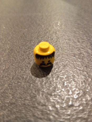 Minifigure,head moustache,stubble and messy hair black.