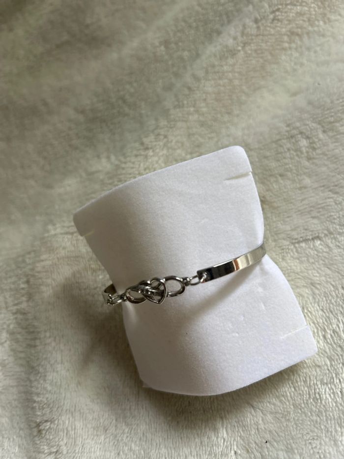 bracelet cœur avec diamant, magnifique idéal pour offrir en argent - photo numéro 3