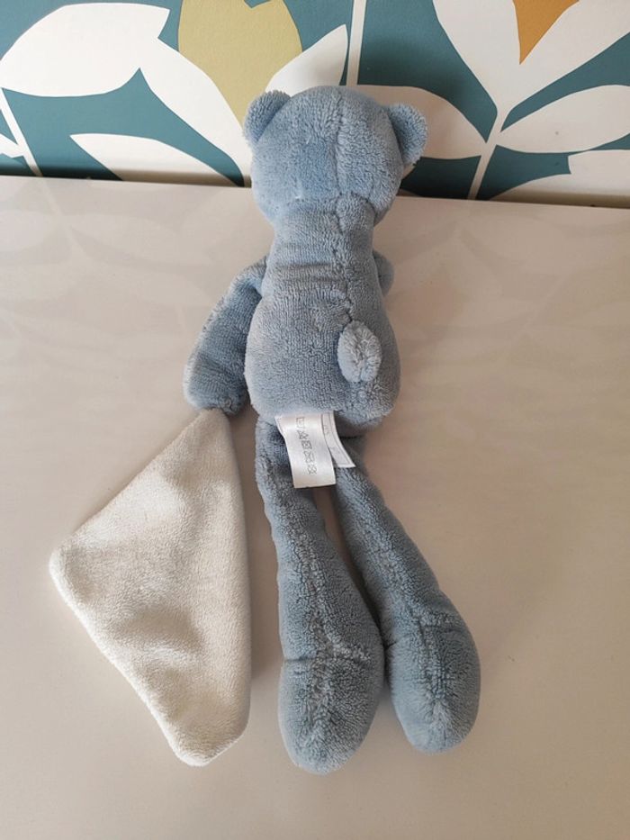 Doudou ourson nounours ours bleu mouchoir histoire d'ours - photo numéro 5