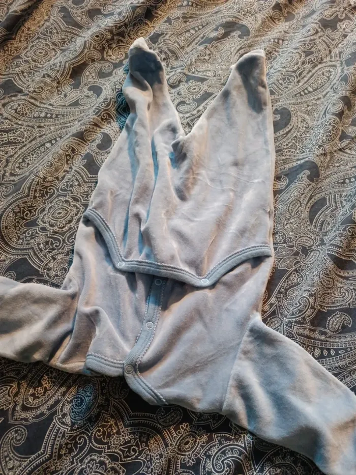 Pyjama velours bleu tout doux petit bateau 60cm - photo numéro 4