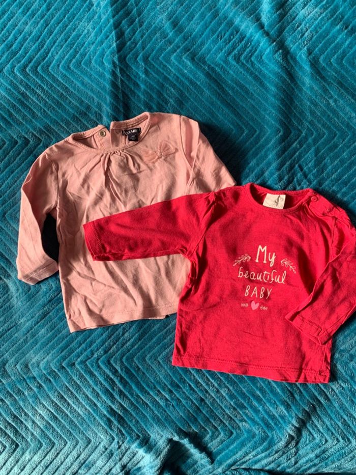 Lot 2 tee shirts fille 6 mois
