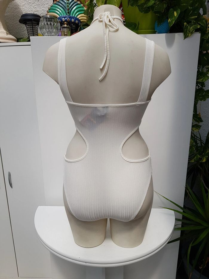 Body Effet Côtelé Blanc Ivoire Sexy - photo numéro 7