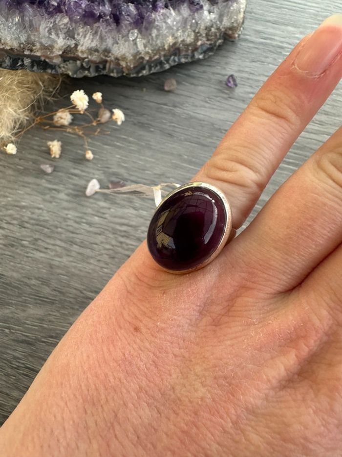 Bague en argent et Améthyste véritable - Pierre véritable - photo numéro 12