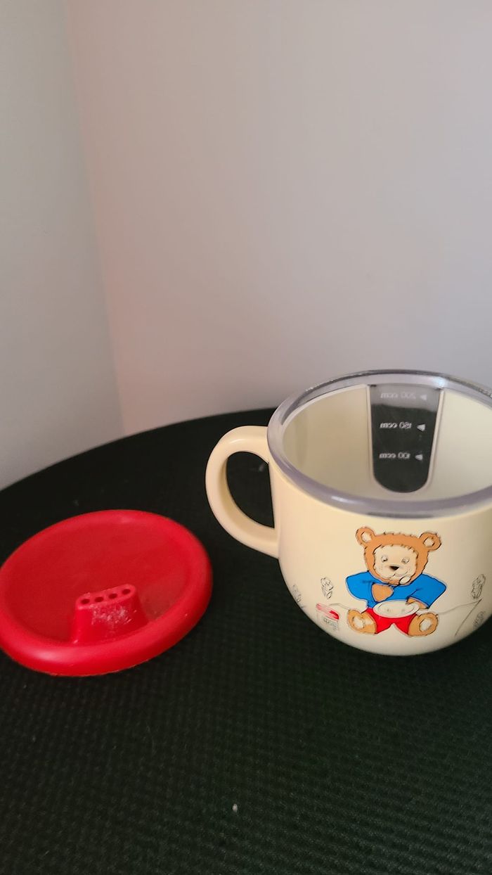 tasse à bec enfant vintage ours et mesure