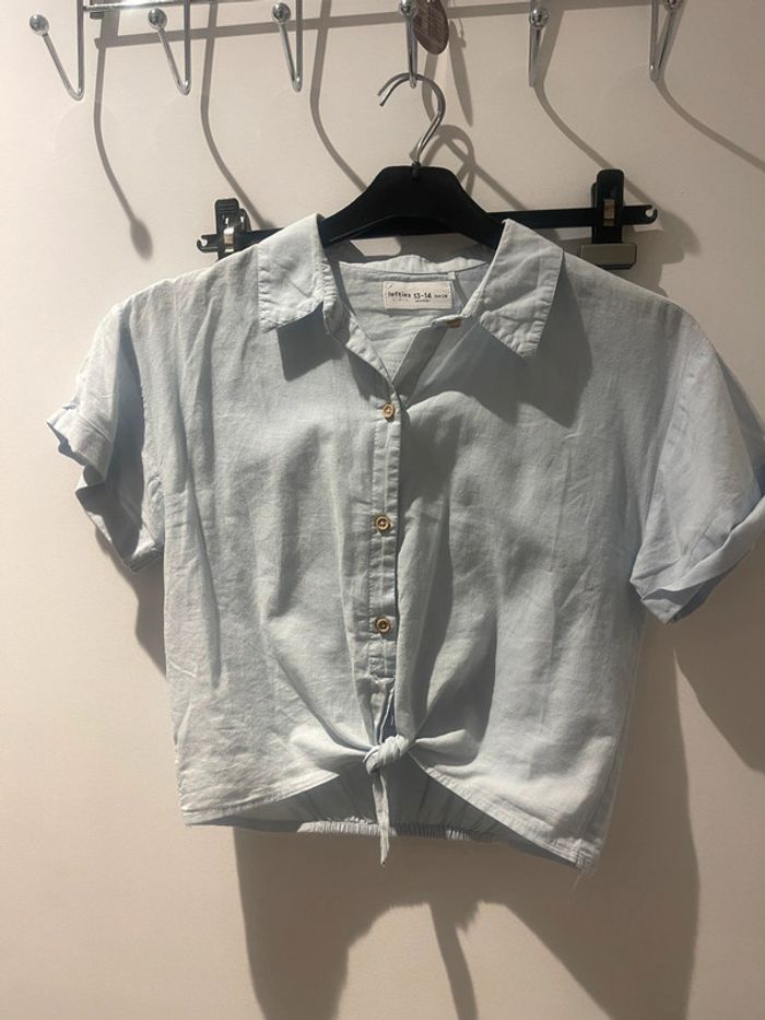 Chemise crop top lefties bleu ciel 13 14 ans tbe