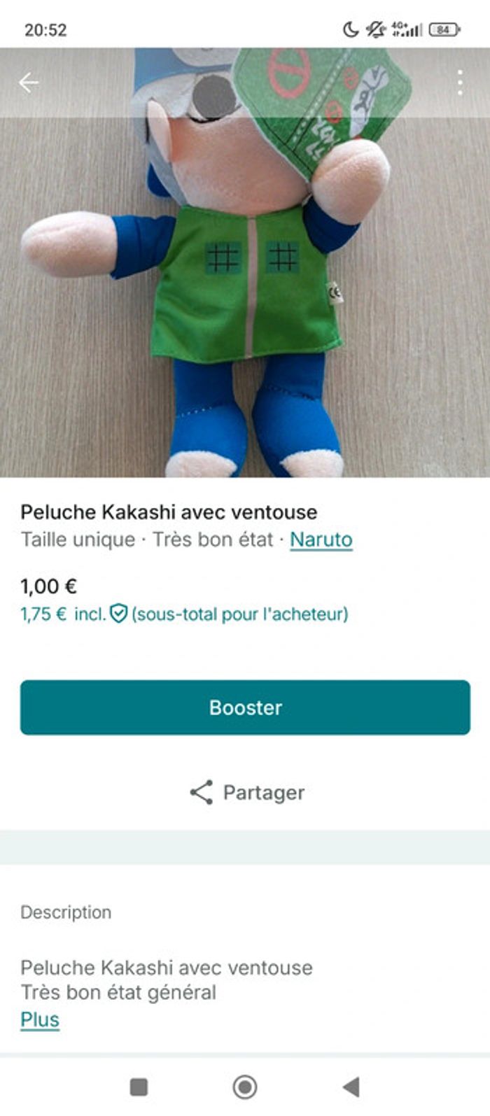 Peluche Kakashi avec ventouse - photo numéro 5