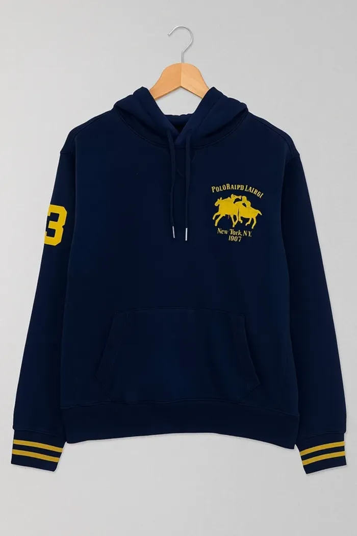 Sweat à capuche Ralph Lauren bleu marine – Taille L – Très bon état 🐎💛