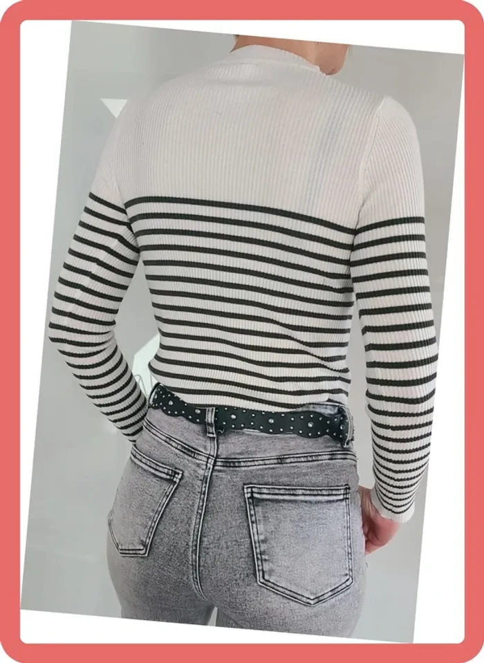 Joli Top en maille fine, coeur kaki, Neuf avec étiquette - photo numéro 9
