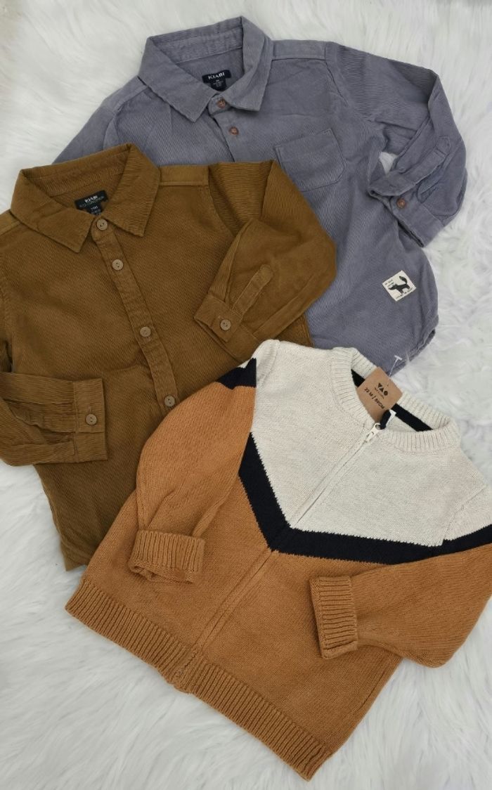 Neufs (non portés)🏷💙🥰😍👍 lot chemises velours et gilet tricot 23mois/24mois Garçon) 💙😍🥰👍🏷 - photo numéro 2