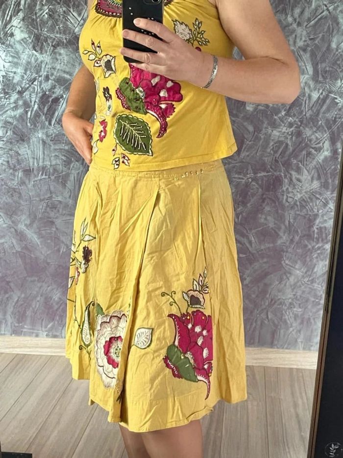 Ensemble jaune fleuri vintage Derhy - photo numéro 4