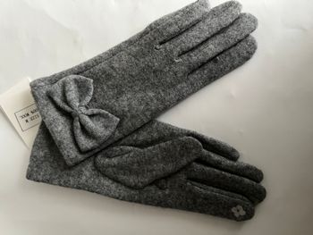 Gants tactiles en laine gris taille M