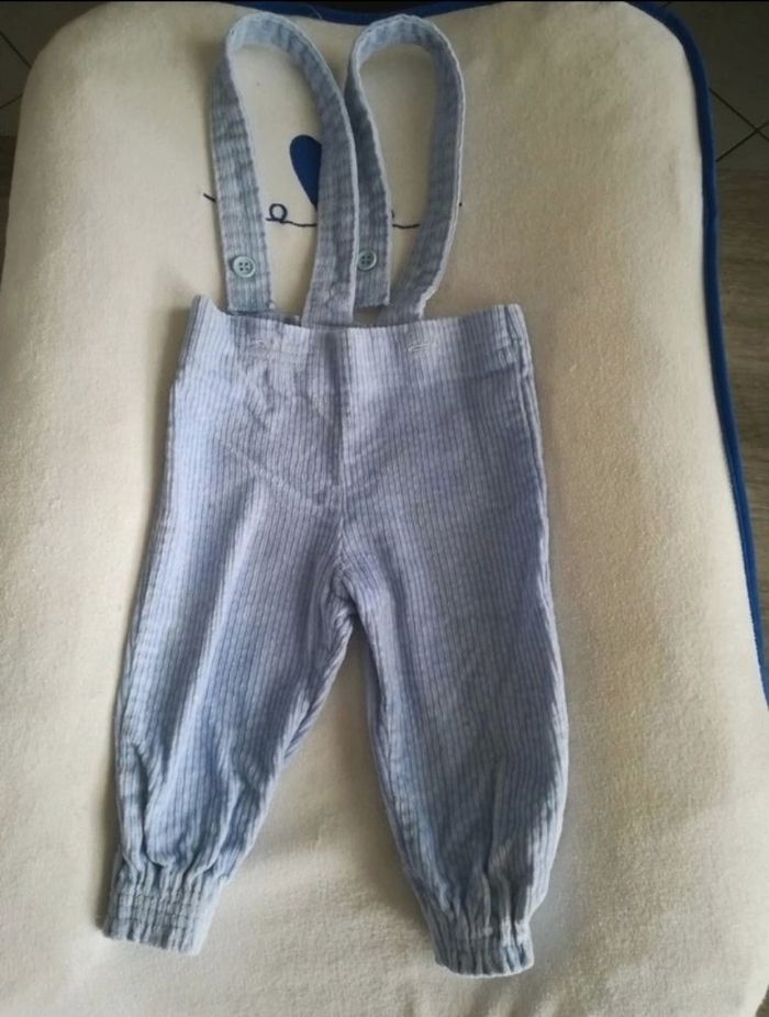 Pantalon velours à bretelles 6 mois garçon