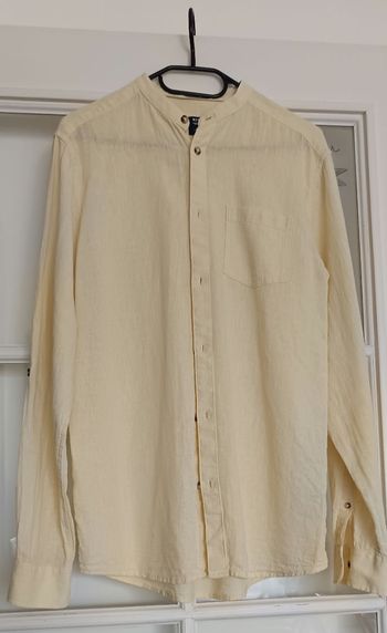 Chemise manches longues col mao lin/coton taille S