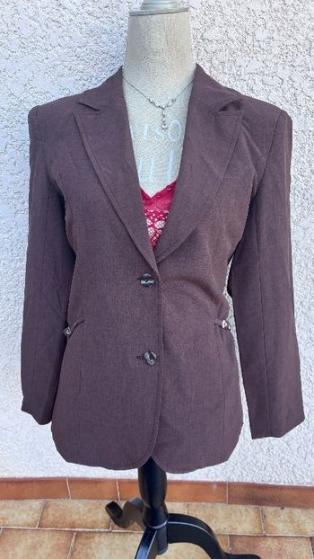 Veste tailleur blazer marron chic taille 40 L #bleubonheur