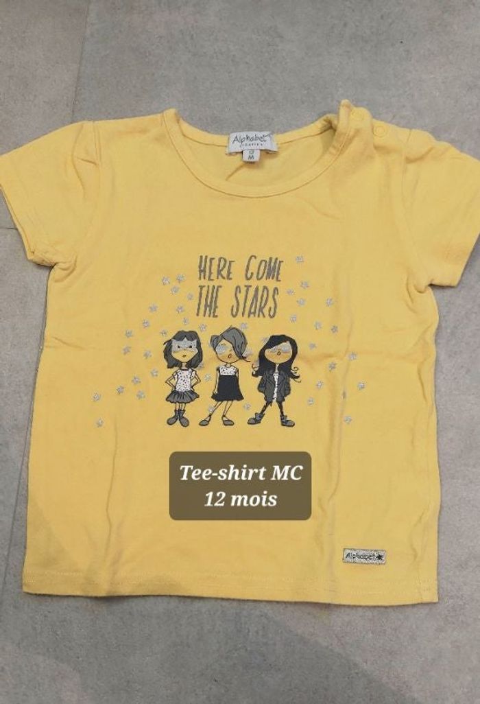 Tee-shirt MC jaune Alphabet 12 mois