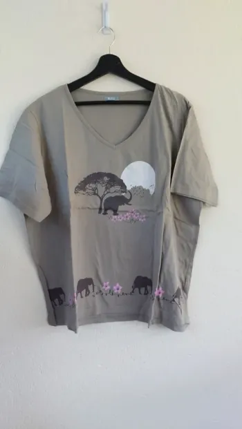 Tee-shirt taupe - Bleu bonheur - taille 50/52