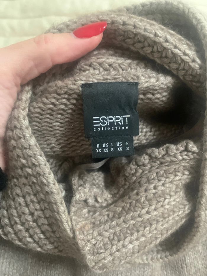 Superbe gilet Esprit marron clair en laine et angora - photo numéro 2