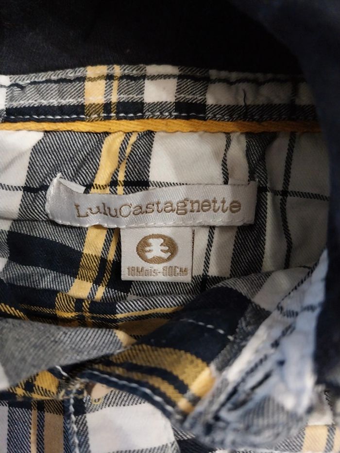 Chemise à carreaux manches longues avec capuche bébé 18 mois lulu castagnette - photo numéro 2