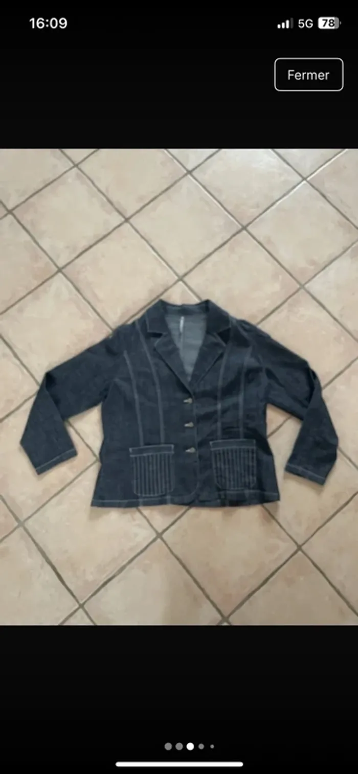 Magnifique blazer en jeans en 48 excellent état de chez Blanche Porte - photo numéro 5