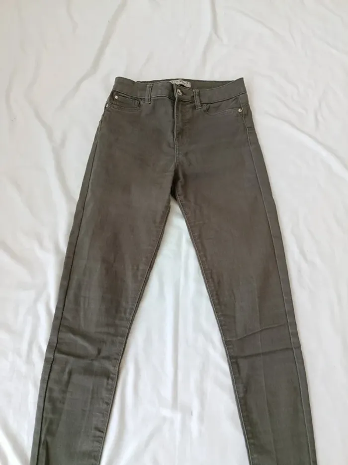 Jean skinny taille haute kaki Denim &Co taille 36 - photo numéro 3