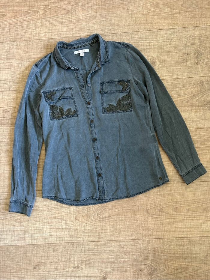 Chemise grise à manches longues Esprit taille française 34 TBE - photo numéro 7