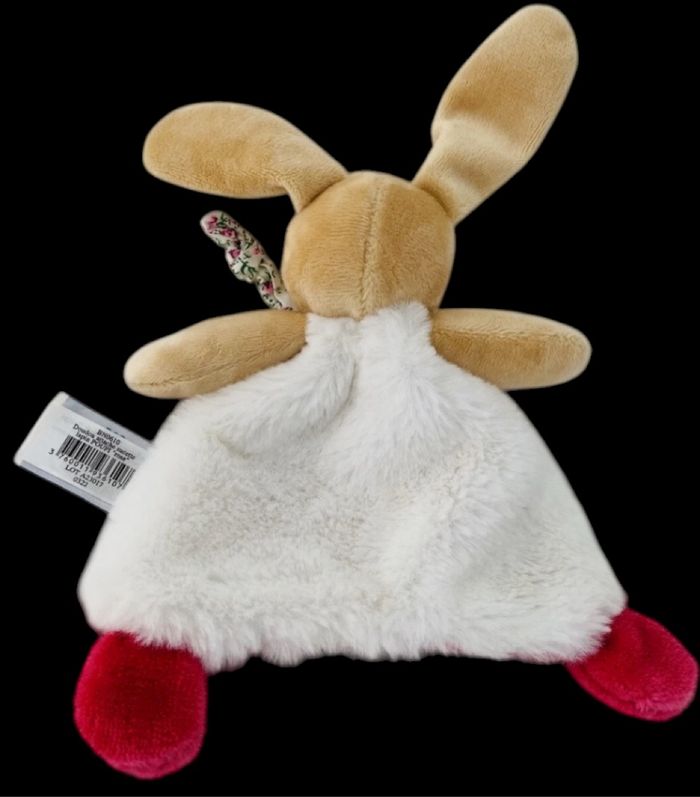 ❤️B3914 Doudou Plat Mouchoir Babynat BABY NAT Lapin POUPI rose blanc - photo numéro 2
