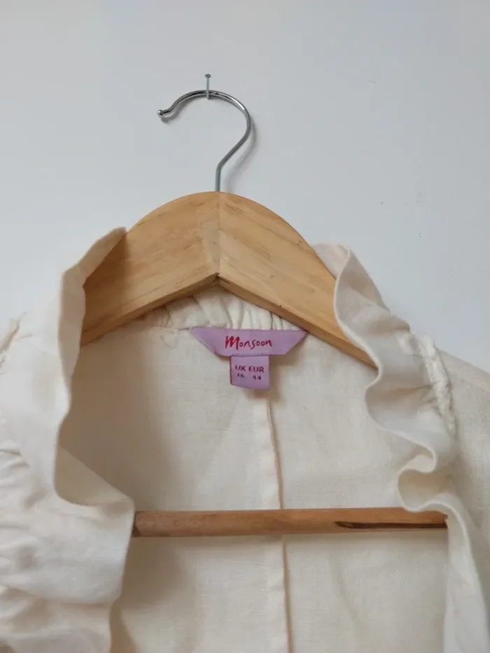 Veste crème en lin avec broderie Monsoon 44 - photo numéro 3