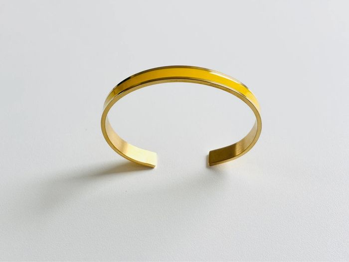 Bracelet manchette or & jaune ajustable - photo numéro 2