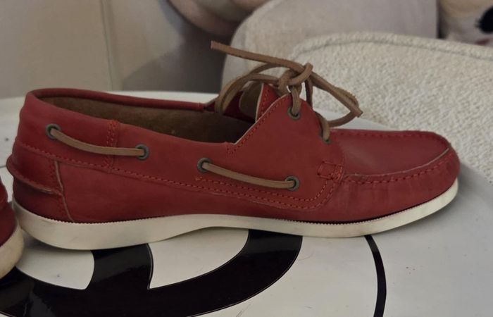 SERGE BLANCO Chaussures Bateau 42 Cuir Rouge – Modèle Iconique – Très Bon État - photo numéro 3