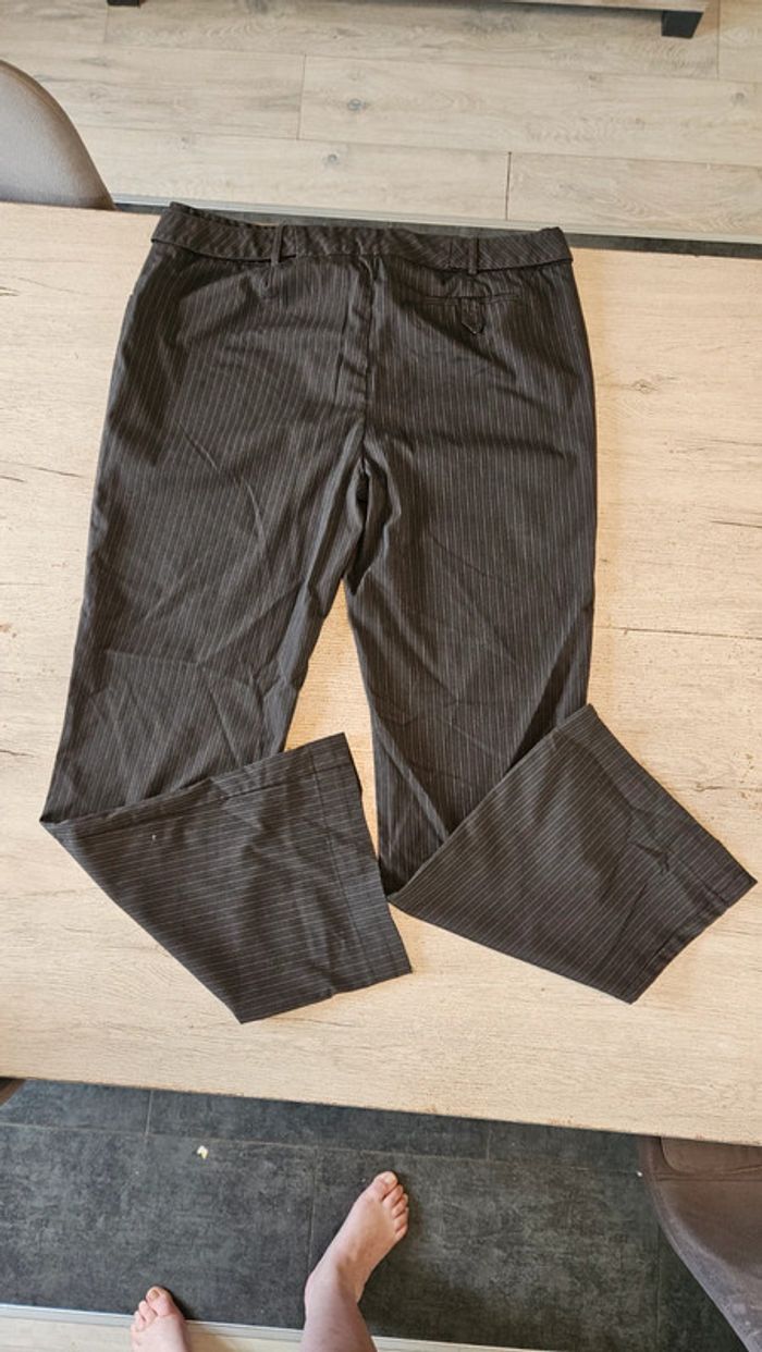 Pantalon à jambes larges, brun foncé avec fines lignes, Etam, 46 - photo numéro 7