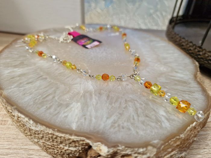 Collier Sautoir Argenté Orange Jaune - photo numéro 12