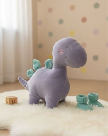 Peluche dinosaure mauve violet pastel vert menthe douce mignonne doudou dino super câlin