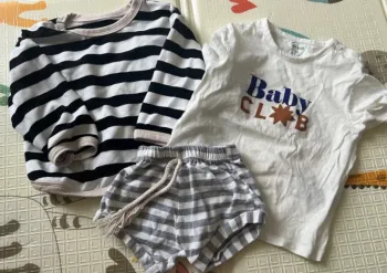 Lot 2 t-shirts + 1 short – 18/24 mois bon état