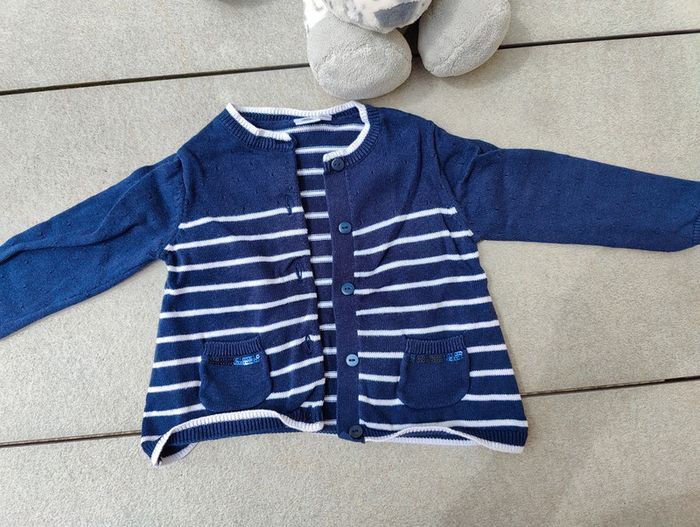 Gilet fille rayé grain de blé 12 mois - photo numéro 2