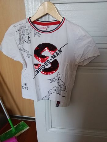 Tee-shirt spiderman blanc et multicolore