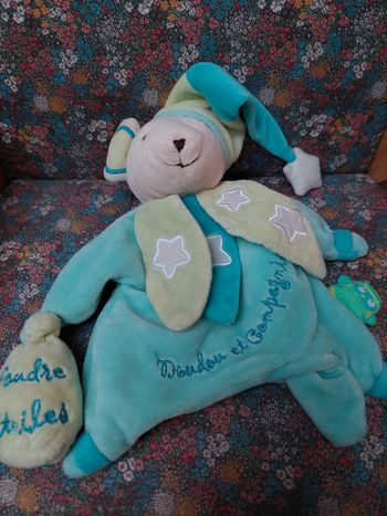 #7 Doudou et compagnie - souris marionnette verte poudre d'étoiles