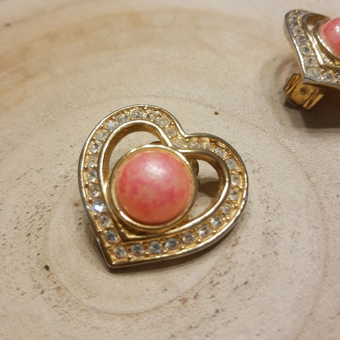 Boucles d'oreilles en cœur dorés vintages à pinces - photo numéro 3