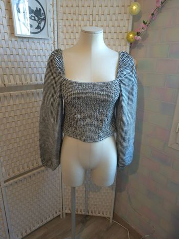🖤 joli top Gingham à manches bouffantes  BZB femme TL / 40 🖤
