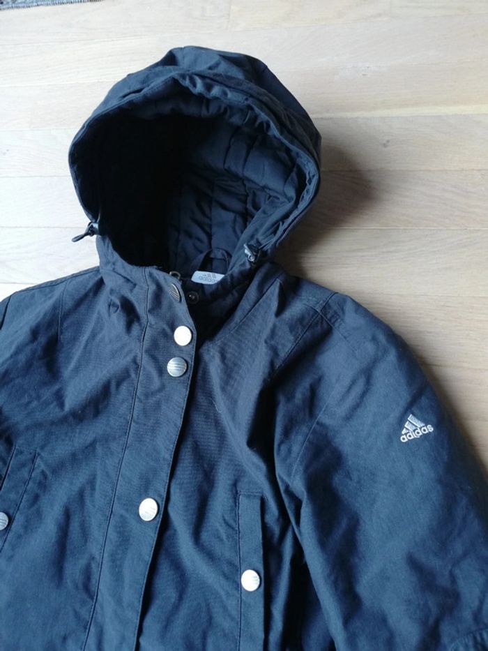 Long manteau veste Adidas vintage y2k gris capuche taille 36 femme - photo numéro 8