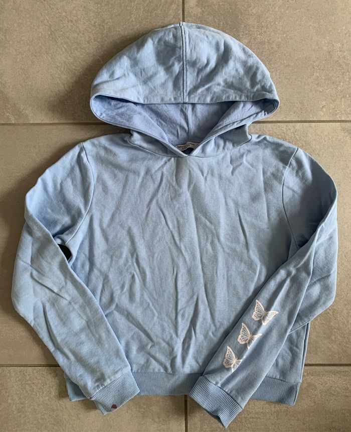 Sweat à capuche bleu ciel 14 ans