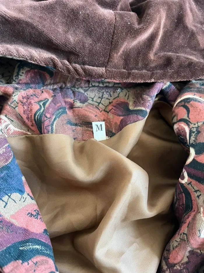 Manteau vintage en velours à capuche marron – Made in Italy – T.M - photo numéro 2