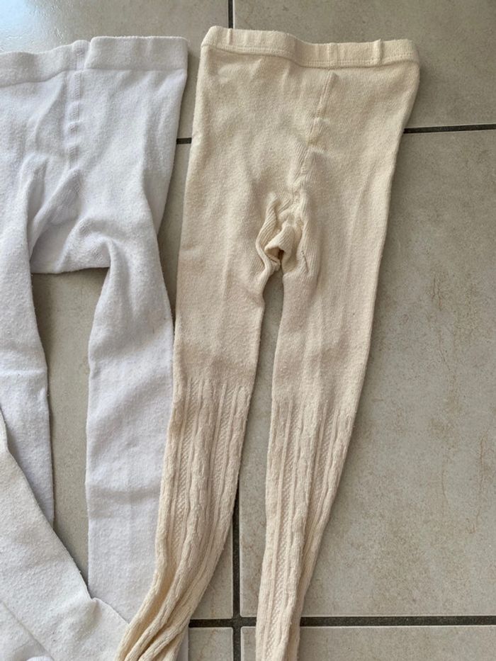 Lot de 3 collants fille 24 mois blanc beige - photo numéro 3