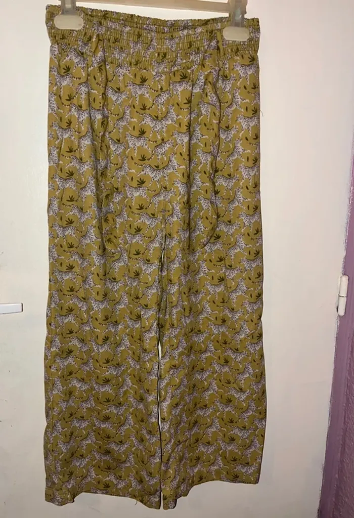 Pantalon en tissu léger fluide à motifs léopards, 158/164 (13/14 ans), sans marque. - photo numéro 2