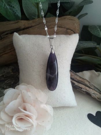 Collier argenté pierre améthyste 💜