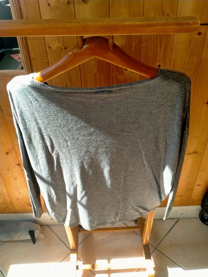 Pull gris un peu paillettes Marque Phildar - photo numéro 3