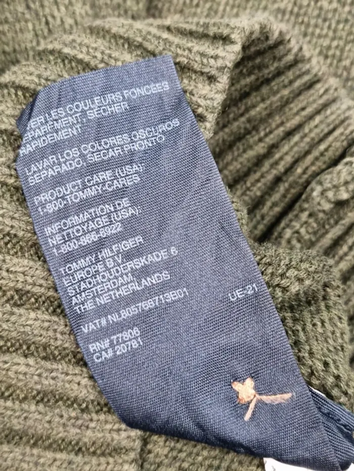 Pull col châle Tommy Hilfiger kaki L Hommes - photo numéro 8