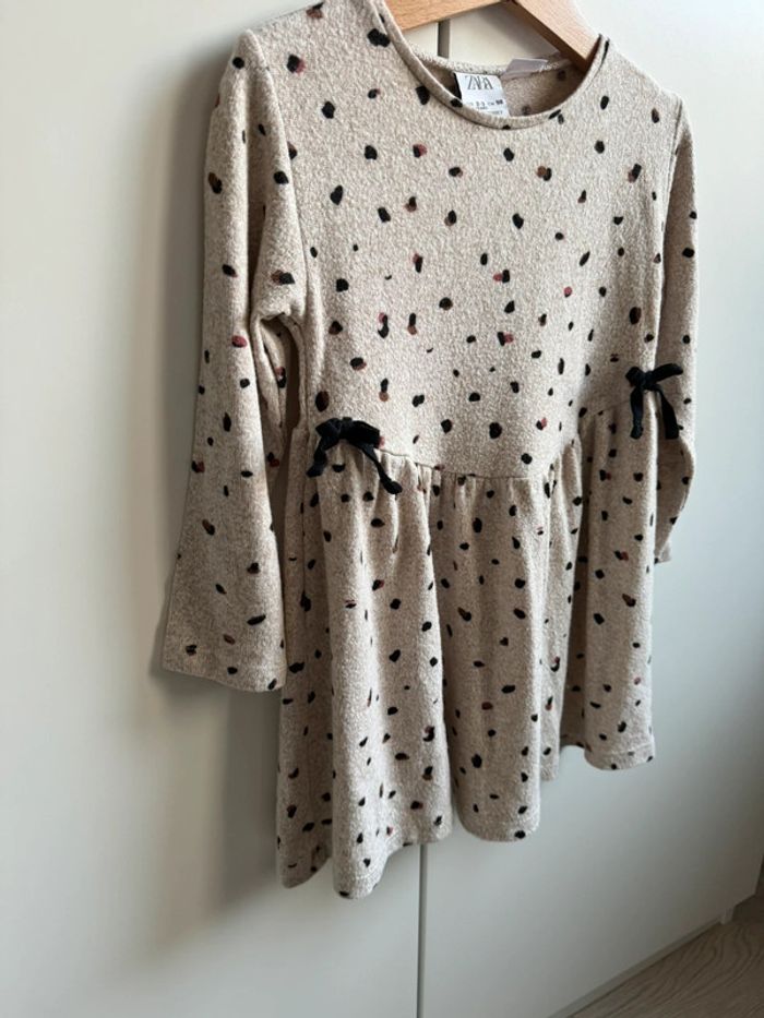 Robe ML beige douce avec pois marrons/noirs - Taille 3 Ans - photo numéro 4
