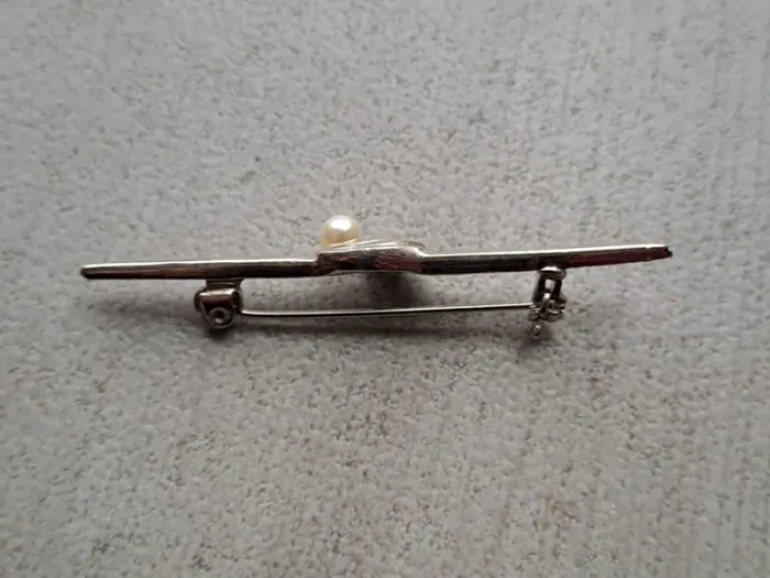Broche vintage argenté perle - photo numéro 3