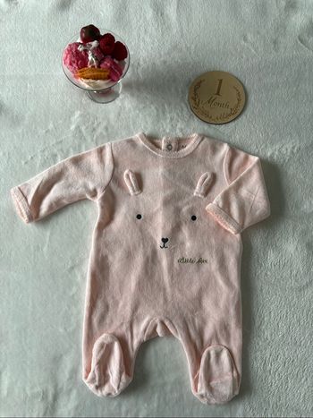 🍼 Pyjama bébé velours - 1 mois - Kiabi