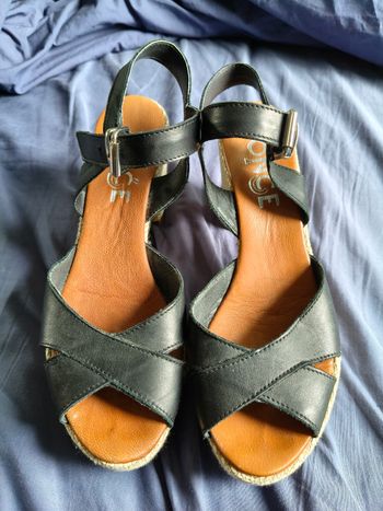 Sandales compensées femme Onge noires 40